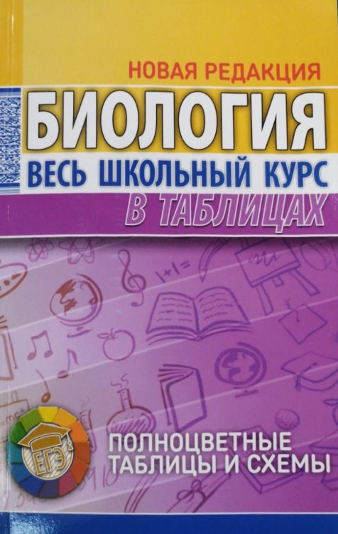 Обложка книги «Биология. Весь школьный курс в таблицах. Новая редакция» — Елкина Л.В., ISBN 9789855794173