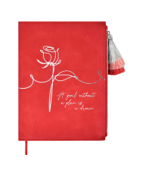 Ежедневник недатированный, Велюр, A5+, 120 листов, красный