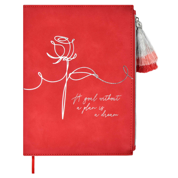 Ежедневник недатированный, Велюр, A5+, 120 листов, красный