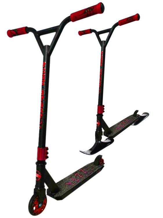 Самокат Yezz StartUp, с лыжами, цвет: черно-красный, арт. MS-152