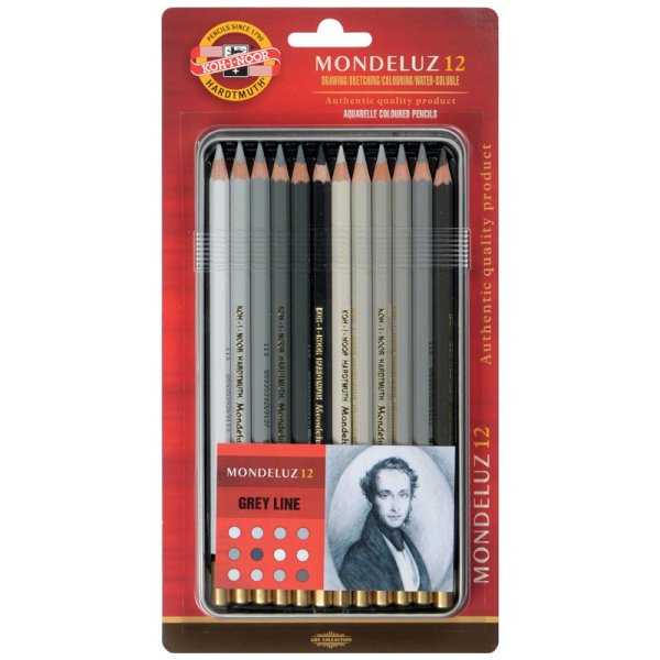 Карандаши акварельные "Mondeluz Grey Line", 12 цветов