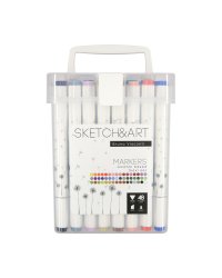 Набор двусторонних скетч маркеров "Sketch&amp;Art", макси, в пластиковом пенале, 48 цветов