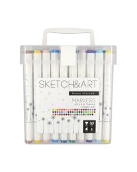 Набор двусторонних скетч маркеров "Sketch&amp;Art", мега, в пластиковом пенале, 60 цветов