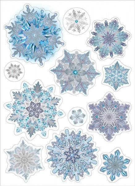 Наклейки оформительские &quot;Хрустальные снежинки&quot;, 244х336 мм