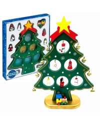 Деревянная ёлочка 3D с игрушками, 21,5 см