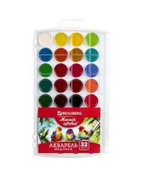 Краски акварельные медовые "Магия цвета", 32 цвета, круглые кюветы