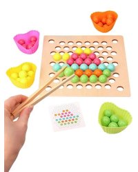 Многофункциональная развивающая игрушка (мозаика с шариками, рыбалка, счет, шнуровка)