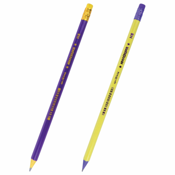 Карандаш чернографитный &quot;Юнландия&quot;, 1 штука, НВ, пластиковый, корпус ассорти, с резинкой