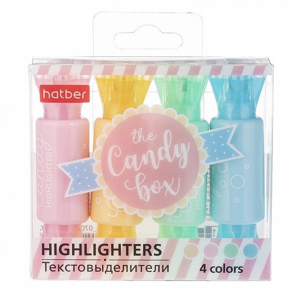 Текстовыделители "Candy Pastel", 1-4 мм, 4 цвета