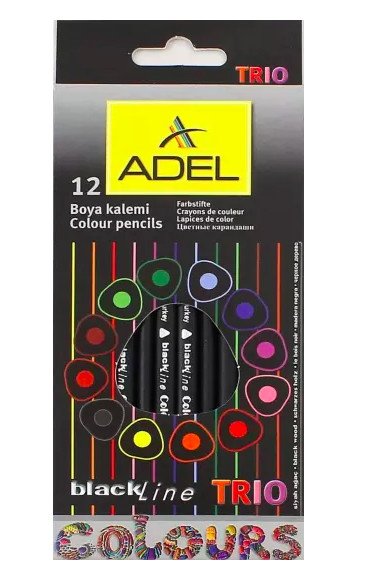 Набор цветных карандашей Adel Blackline TRIO, 12 цветов