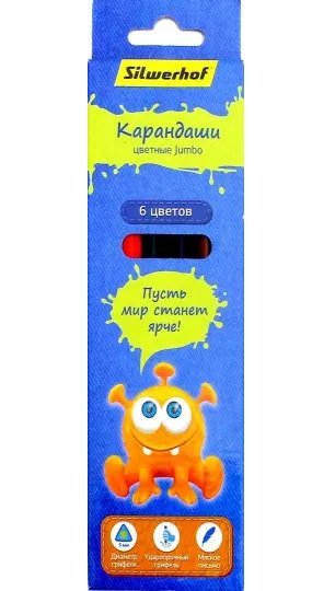 Карандаши цветные "Джинсовая коллекция", трехгранные, 6 цветов