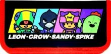 Пенал. Brawl Stars. Спайк, Сэнди, Леон, Ворон