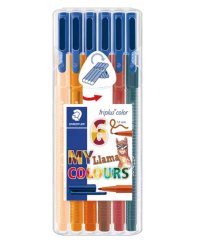Фломастеры "Triplus Color", 1 мм, 6 цветов Ламы