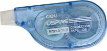Лента корректирующая "Deli", 6 м x 5 мм, цвет: голубой, арт. EH08-BX