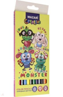 Карандаши цветные "MONSTER", 12 цветов Карандаши цветные "MONSTER", 12 цветов