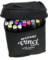 Маркеры для скетчинга Mazari Vinci black, двусторонние, 60 цветов