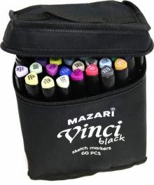 Обложка книги «Маркеры для скетчинга Mazari Vinci black, двусторонние, 60 цветов»