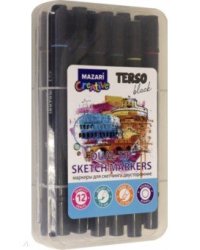 Набор маркеров для скетчинга TERSO BLACK Pastel, 12 цветов