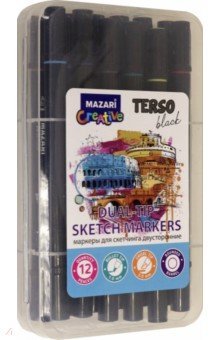 Обложка книги «Набор маркеров для скетчинга TERSO BLACK Pastel, 12 цветов»