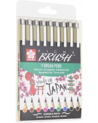 Набор капиллярных ручек Pigma Brush, 9 цветов