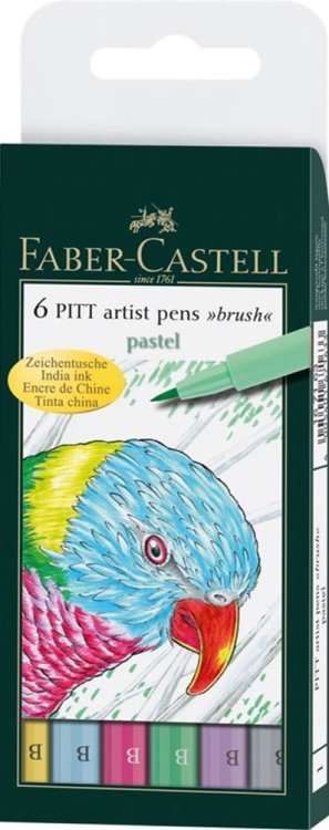 Набор капиллярных ручек Pitt Artist Pen Brush Pastel, 6 штук Набор капиллярных ручек Pitt Artist Pen Brush Pastel, 6 штук