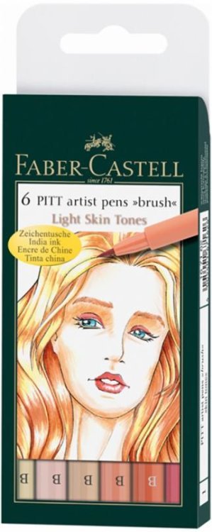 Набор капиллярных ручек Pitt Artist Pen Brush Skin, 6 штук Набор капиллярных ручек Pitt Artist Pen Brush Skin, 6 штук