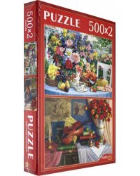 Пазлы 2 в 1. Цветочные натюрморты, 2 по 500 элементов