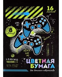 Бумага цветная двусторонняя. Джойстики, А4, 16 листов, 8 цветов