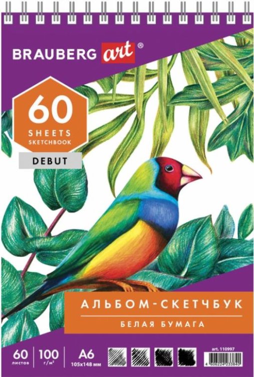 Обложка книги «Скетчбук А6, 60 листов, 100г/м2 (110997)»