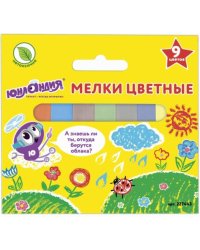 Мелки цветные, квадратные, 9 цветов