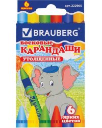 Карандаши восковые, утолщенные, 6 цветов