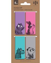 Закладки магнитные для книг Крейзи энималс, 4 штуки