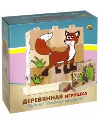 Деревянные игрушка кубики "ЗВЕРУШКИ" (ИД-5908)
