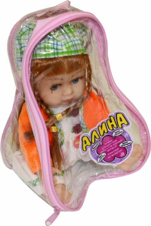 Кукла муз. Алина в косынке в рюкзачке 5065/Д19320
