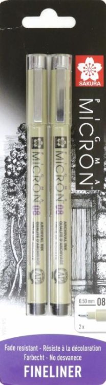 Набор капиллярных ручек Pigma Micron, 2 штуки, черный