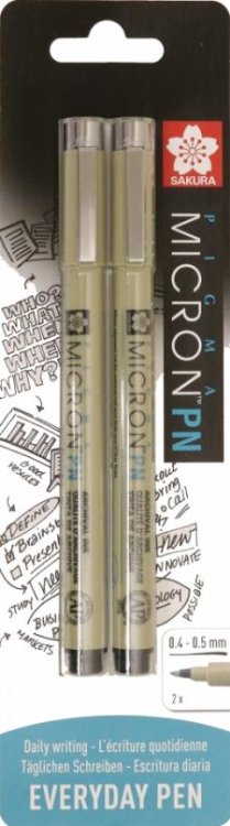 Обложка книги «Набор капиллярных ручек Pigma Micron PN, 2 штук, черный», ISBN 8712079441654