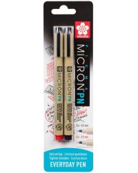 Набор капиллярных ручек Pigma Micron PN, 2 штуки, черный, красный