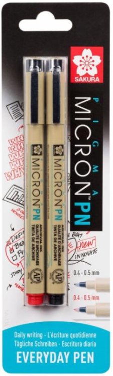 Обложка книги «Набор капиллярных ручек Pigma Micron PN, 2 штуки, черный, красный», ISBN 8712079441678