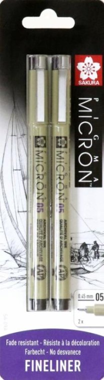 Набор капиллярных ручек Pigma Micron, 2 штуки, черный