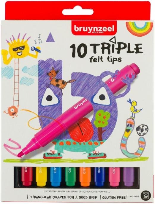 Фломастеры трехгранные Bruynzeel Kids, 10 цветов