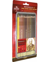 Карандаши акварельные Mondeluz, коричневые оттенки, 12 цветов