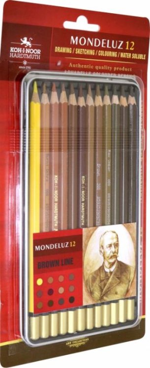 Карандаши акварельные Mondeluz, коричневые оттенки, 12 цветов