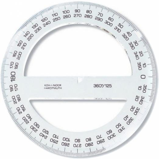 Транспортир 360/125, прозрачный