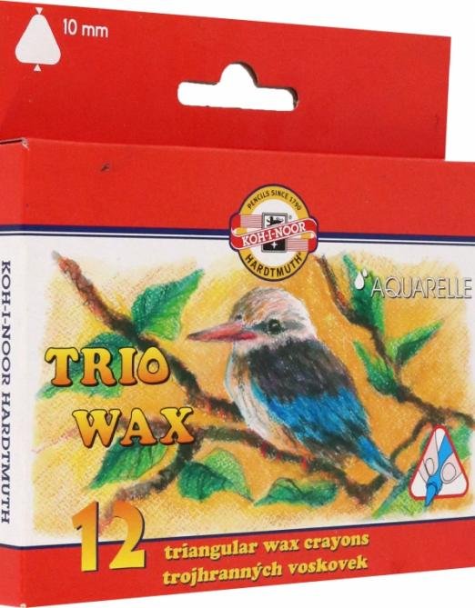 Мелки восковые акварельные Trio 8252, 12 цветов
