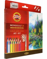 Карандаши акварельные Mondeluz Nature 3711, 24 цвета, с кистью и точилкой