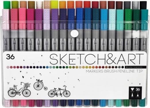 Набор скетч маркеров Sketch&amp;Art, двусторонние, 36 цветов