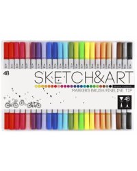 Набор скетч маркеров Sketch&amp;Art, двусторонние, 48 цветов
