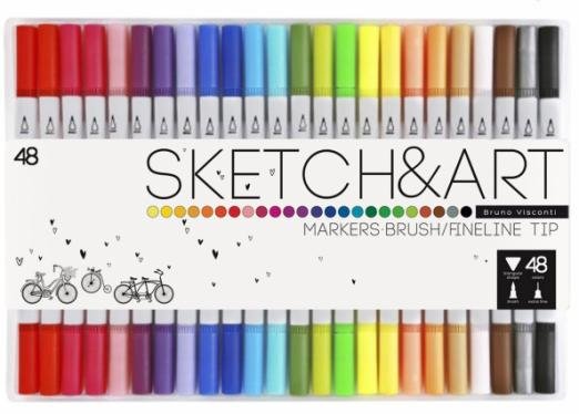 Набор скетч маркеров Sketch&amp;Art, двусторонние, 48 цветов