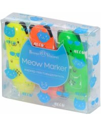 Набор текстовыделителей Meow Marker, 3 штуки, неон желтый, зеленый, оранжевый