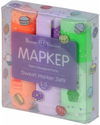 Набор текстовыделителей Sweet Marker Zefir, 3 штуки, пастельный мятный, оранжевый, сиреневый